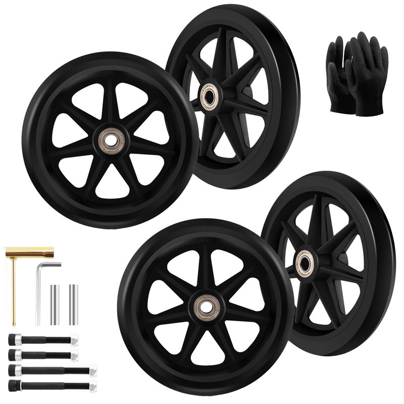 4 Pack 6 Inch Solid Replacement Wheels Environmentally Friendly Rubber Material WearResistant PU Tires AntiSlip and Durable ABS Wheel Hub Easy to Install 4Pcs 6Inch Wheels